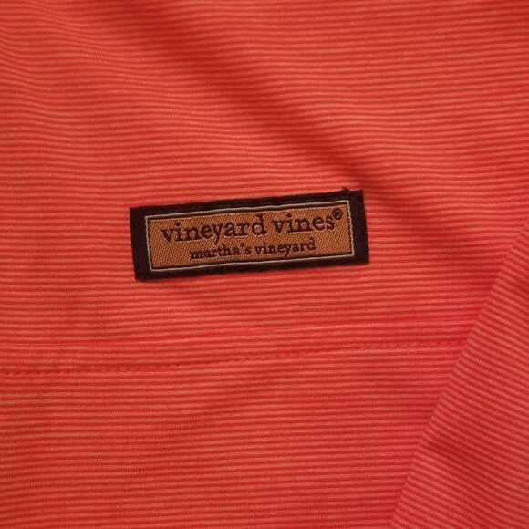 Vineyard Vines WOMEN’S THE SANKATY SHEP STRIPE SHIRT Med Bright Coral/Pink strip - Picture 4 of 6